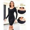 Blooming Jelly Womens Off Shoulder Sweater Dress Scarf Long Sleeve Dresses(Black)