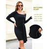 Blooming Jelly Womens Off Shoulder Sweater Dress Scarf Long Sleeve Dresses(Black)