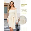 Blooming Jelly Womens Off Shoulder Sweater Dress Scarf Long Sleeve Dresses(Cream)