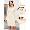 Blooming Jelly Womens Off Shoulder Sweater Dress Scarf Long Sleeve Dresses(Cream)