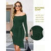Blooming Jelly Womens Off Shoulder Sweater Dress Scarf Long Sleeve Dresses(Green)