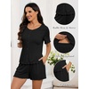 Blooming Jelly Womens Pajama Sets 2 Piece Pjs Lounge Set Button Down Soft Short Sleeve Sleepwear Top Shorts(Black)