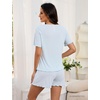 Blooming Jelly Womens Pajama Sets 2 Piece Pjs Lounge Set Button Down Soft Short Sleeve Sleepwear Top Shorts(Blue)