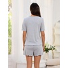 Blooming Jelly Womens Pajama Sets 2 Piece Pjs Lounge Set Button Down Soft Short Sleeve Sleepwear Top Shorts(Grey)