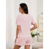 Blooming Jelly Womens Pajama Sets 2 Piece Pjs Lounge Set Button Down Soft Short Sleeve Sleepwear Top Shorts(Pink)