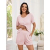 Blooming Jelly Womens Pajama Sets 2 Piece Pjs Lounge Set Button Down Soft Short Sleeve Sleepwear Top Shorts(Pink)