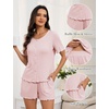 Blooming Jelly Womens Pajama Sets 2 Piece Pjs Lounge Set Button Down Soft Short Sleeve Sleepwear Top Shorts(Pink)