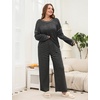 Blooming Jelly Womens Plus Size Pajamas Sets Cute 2 Piece Lounge Set Color Block Matching Fall Pjs Loungewear Pockets(Black-black Stripes)