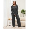 Blooming Jelly Womens Plus Size Pajamas Sets Cute 2 Piece Lounge Set Color Block Matching Fall Pjs Loungewear Pockets(Black-black Stripes)