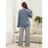 Blooming Jelly Womens Plus Size Pajamas Sets Cute 2 Piece Lounge Set Color Block Matching Fall Pjs Loungewear Pockets(Blue-grey Stripes)