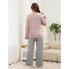 Blooming Jelly Womens Plus Size Pajamas Sets Cute 2 Piece Lounge Set Color Block Matching Fall Pjs Loungewear Pockets(Pink-grey Stripes)
