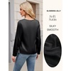 Blooming Jelly Womens Satin Blouse Cowl Neck Draped Long Sleeve Dressy Tops(Black)