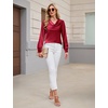 Blooming Jelly Womens Satin Blouse Cowl Neck Draped Long Sleeve Dressy Tops(Burgundy)