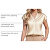 Blooming Jelly Womens Satin Business Casual Tops Cap Short Sleeve Blouse(Beige)