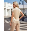 Blooming Jelly Womens Satin Business Casual Tops Cap Short Sleeve Blouse(Beige)
