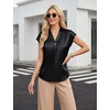 Blooming Jelly Womens Satin Business Casual Tops Cap Short Sleeve Blouse(Black)