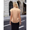 Blooming Jelly Womens Satin Business Casual Tops Cap Short Sleeve Blouse(Khaki)