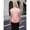 Blooming Jelly Womens Satin Business Casual Tops Cap Short Sleeve Blouse(Pink)