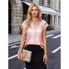 Blooming Jelly Womens Satin Business Casual Tops Cap Short Sleeve Blouse(Pink)