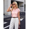 Blooming Jelly Womens Satin Business Casual Tops Cap Short Sleeve Blouse(Pink)