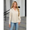 Blooming Jelly Womens Satin Button Down Shirts Work Dressy Casual Blouses Shirt Collar Long Sleeve Tops 2025(Beige)