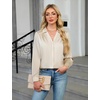 Blooming Jelly Womens Satin Button Down Shirts Work Dressy Casual Blouses Shirt Collar Long Sleeve Tops 2025(Beige)