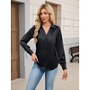 Blooming Jelly Womens Satin Button Down Shirts Work Dressy Casual Blouses Shirt Collar Long Sleeve Tops 2025(Black)