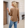 Blooming Jelly Womens Satin Button Down Shirts Work Dressy Casual Blouses Shirt Collar Long Sleeve Tops 2025(Brown)