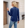 Blooming Jelly Womens Satin Button Down Shirts Work Dressy Casual Blouses Shirt Collar Long Sleeve Tops 2025(Navy Blue)