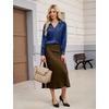 Blooming Jelly Womens Satin Button Down Shirts Work Dressy Casual Blouses Shirt Collar Long Sleeve Tops 2025(Navy Blue)