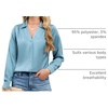 Blooming Jelly Womens Satin Button Down Shirts Work Dressy Casual Blouses Shirt Collar Long Sleeve Tops 2025(Turquoise)