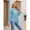 Blooming Jelly Womens Satin Button Down Shirts Work Dressy Casual Blouses Shirt Collar Long Sleeve Tops 2025(Turquoise)
