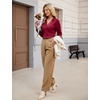 Blooming Jelly Womens Satin Button Down Shirts Work Dressy Casual Blouses Shirt Collar Long Sleeve Tops 2025(Wine Red)