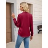 Blooming Jelly Womens Satin Button Down Shirts Work Dressy Casual Blouses Shirt Collar Long Sleeve Tops 2025(Wine Red)