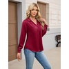 Blooming Jelly Womens Satin Button Down Shirts Work Dressy Casual Blouses Shirt Collar Long Sleeve Tops 2025(Wine Red)
