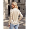 Blooming Jelly Womens Satin Long Sleeve Shirts Business Dressy Casual Tops(Beige)