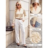 Blooming Jelly Womens Satin Long Sleeve Shirts Business Dressy Casual Tops(Beige)