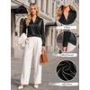 Blooming Jelly Womens Satin Long Sleeve Shirts Business Dressy Casual Tops(Black)