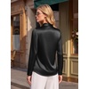 Blooming Jelly Womens Satin Long Sleeve Shirts Business Dressy Casual Tops(Black)