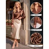 Blooming Jelly Womens Satin Long Sleeve Shirts Business Dressy Casual Tops(Brown)