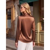 Blooming Jelly Womens Satin Long Sleeve Shirts Business Dressy Casual Tops(Brown)