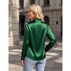 Blooming Jelly Womens Satin Long Sleeve Shirts Business Dressy Casual Tops(Green)