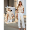 Blooming Jelly Women’s Satin Ruffle Sleeve Blouse – Dressy Casual Business Wear(Beige)