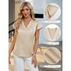 Blooming Jelly Women’s Satin Ruffle Sleeve Blouse – Dressy Casual Business Wear(Beige)
