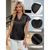 Blooming Jelly Women’s Satin Ruffle Sleeve Blouse – Dressy Casual Business Wear(Black)
