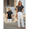Blooming Jelly Women’s Satin Ruffle Sleeve Blouse – Dressy Casual Business Wear(Black)