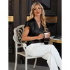 Blooming Jelly Women’s Satin Ruffle Sleeve Blouse – Dressy Casual Business Wear(Black)