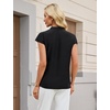 Blooming Jelly Women’s Satin Ruffle Sleeve Blouse – Dressy Casual Business Wear(Black2)