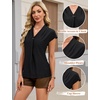 Blooming Jelly Women’s Satin Ruffle Sleeve Blouse – Dressy Casual Business Wear(Black2)