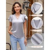 Blooming Jelly Women’s Satin Ruffle Sleeve Blouse – Dressy Casual Business Wear(Grey)